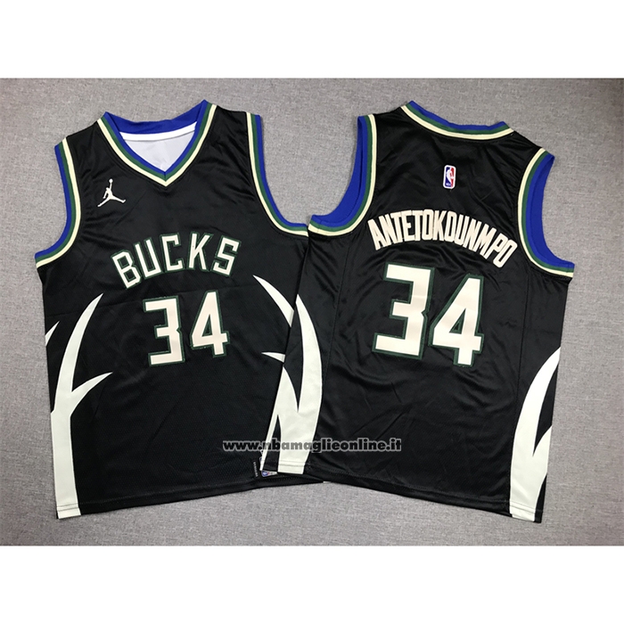 Maglia Bambino Milwaukee Bucks Giannis Antetokounmpo #34 Statement 2022-23 Nero
